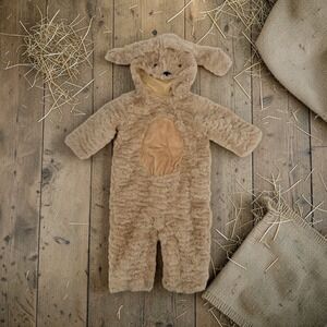 Pottery Barn Kids Puppy Costume 12-24 Months Tan Faux Fur Halloween One Piece